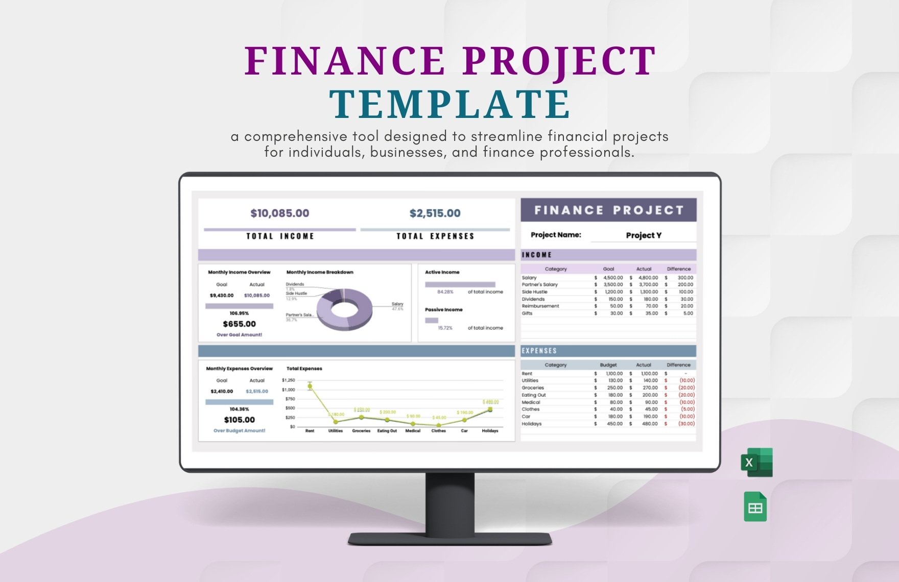 Finance Project Template in Excel, Google Sheets