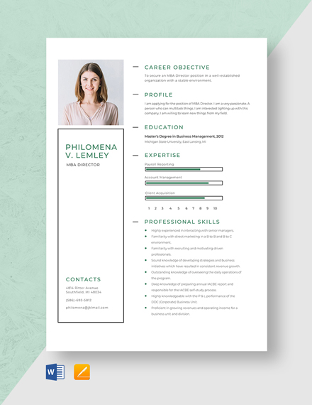 15 MBA Resume Templates DOC PDF