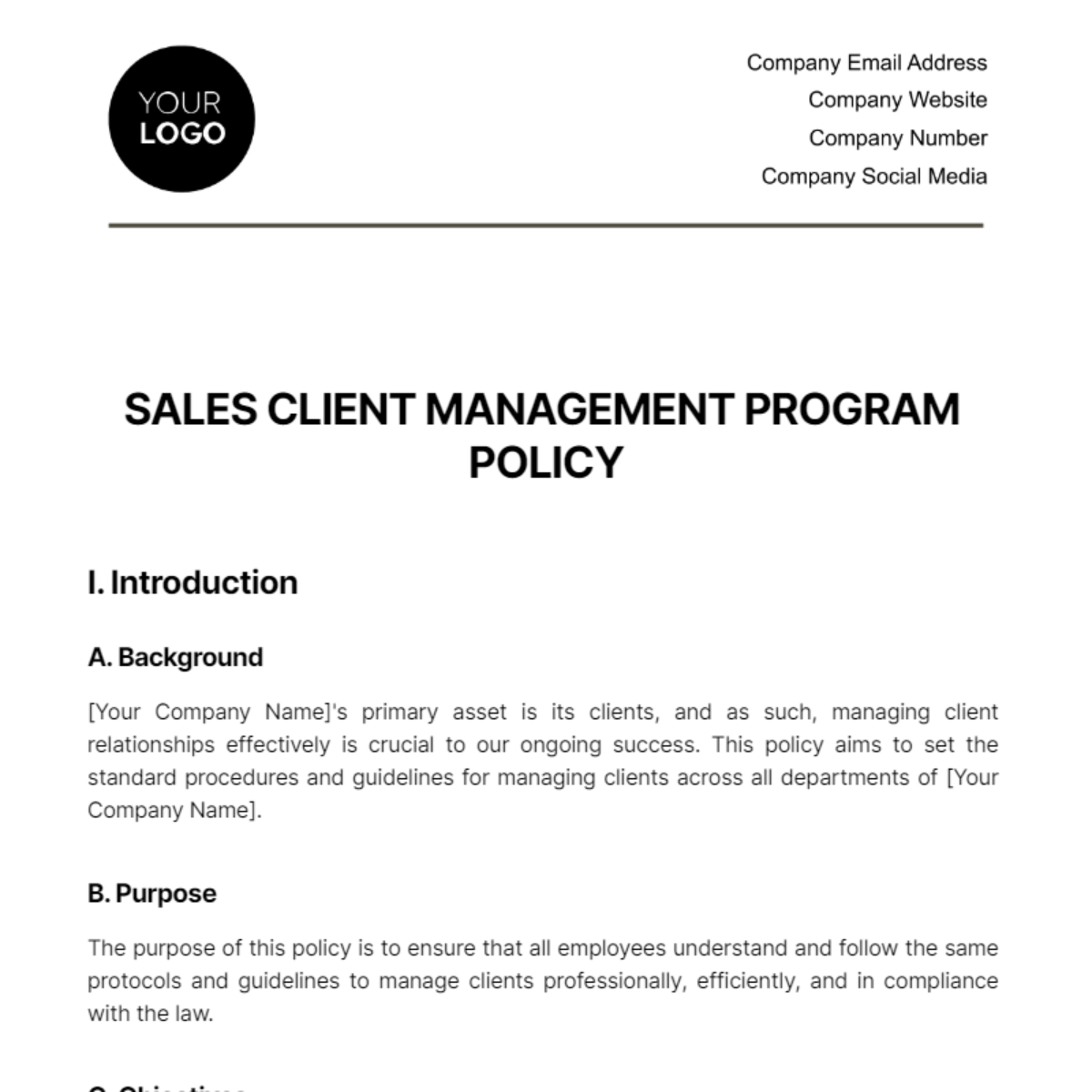 Sales Client Management Program Policy Template - Edit Online ...