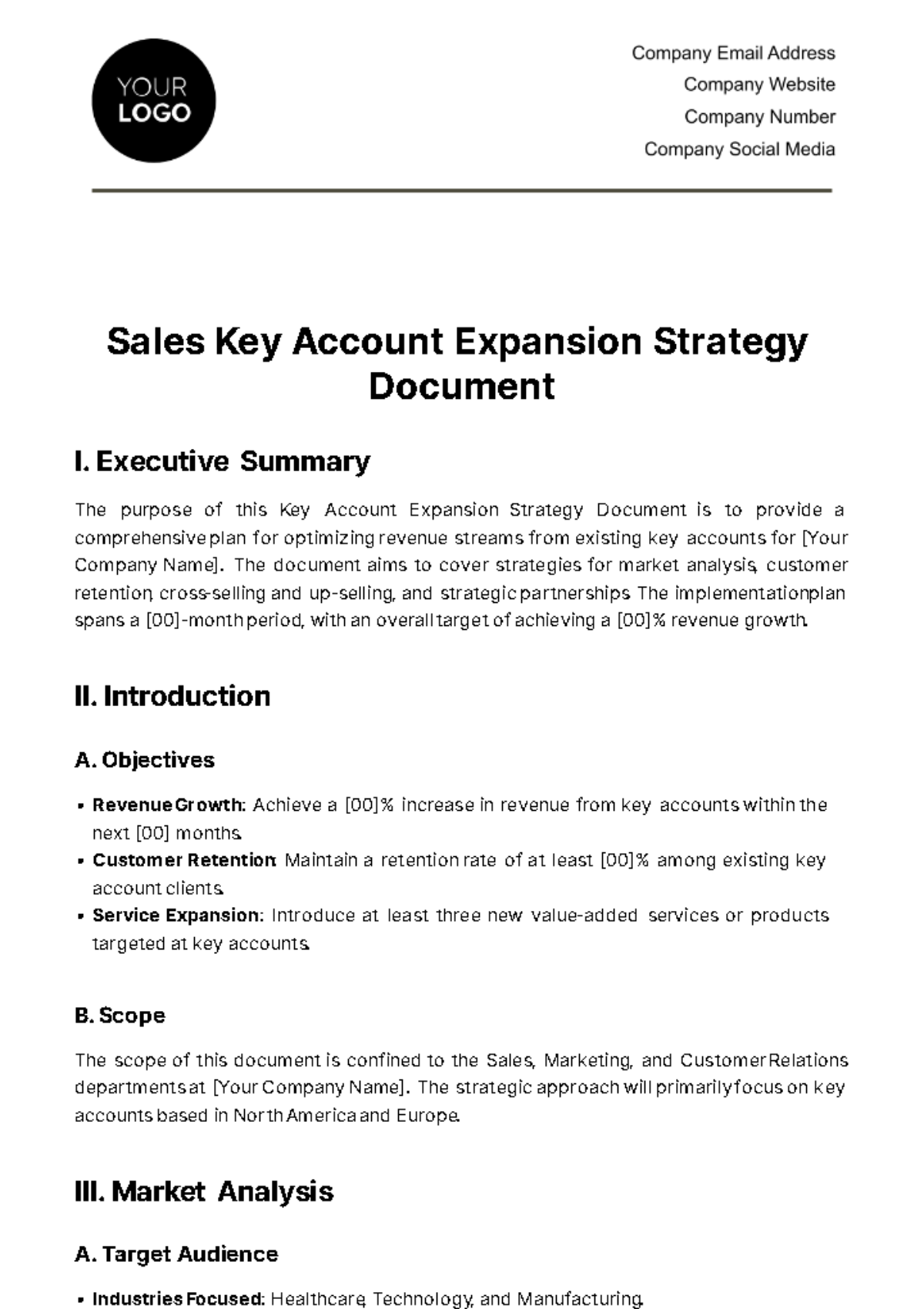Free Sales Key Account Expansion Strategy Document Template