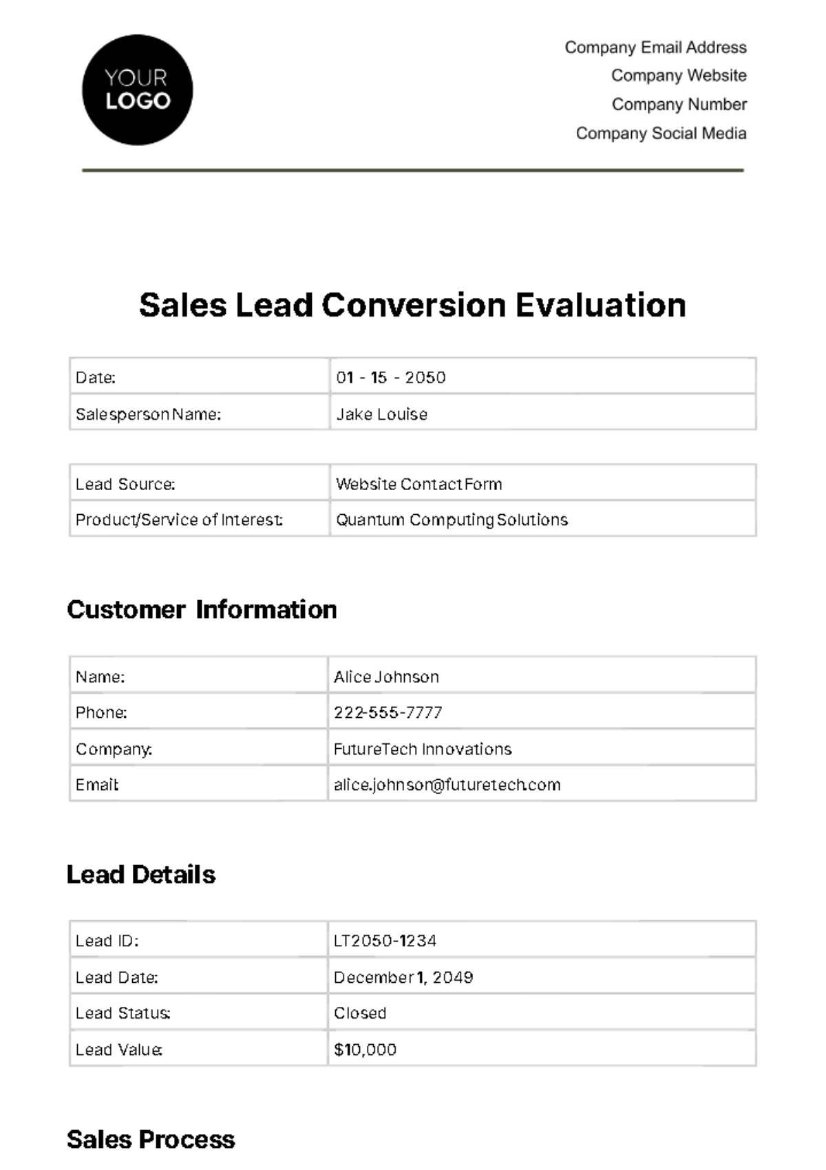Sales Lead Conversion Evaluation Template