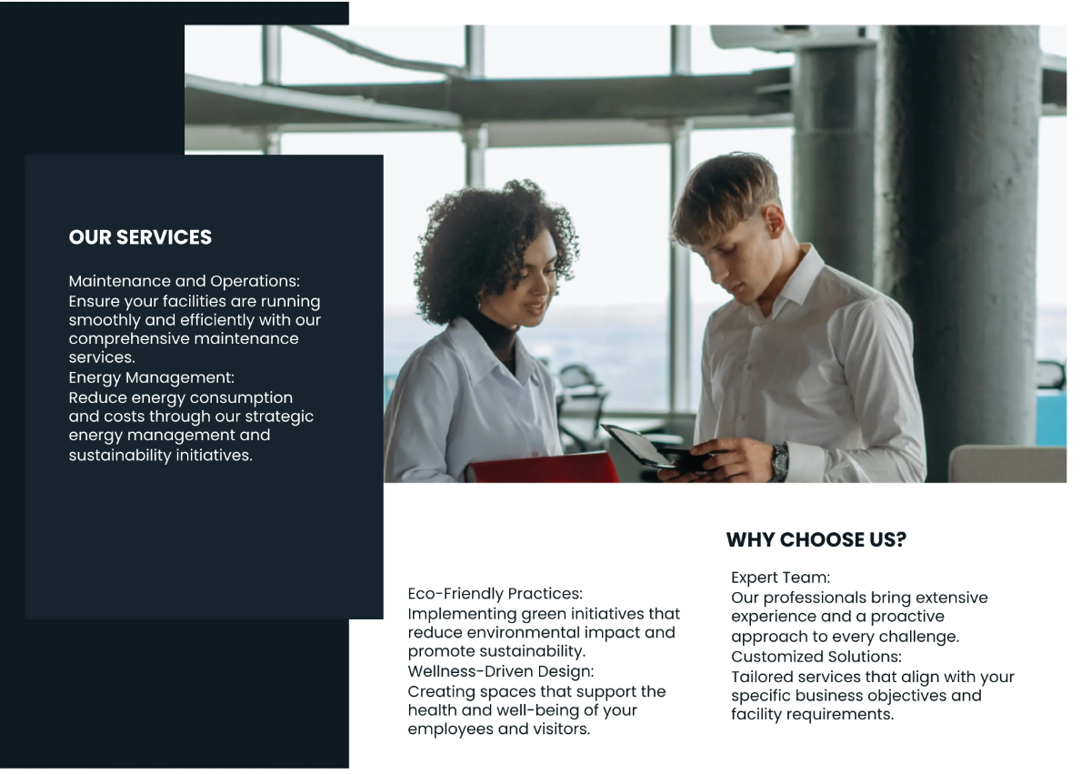 Free Facilities Management Services Overview Brochure Template to Edit Online