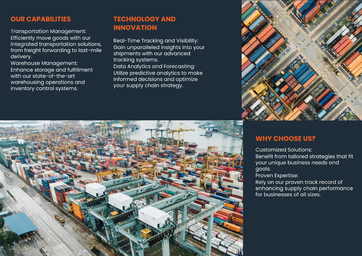 Free Logistics and Distribution Network Brochure Template to Edit Online
