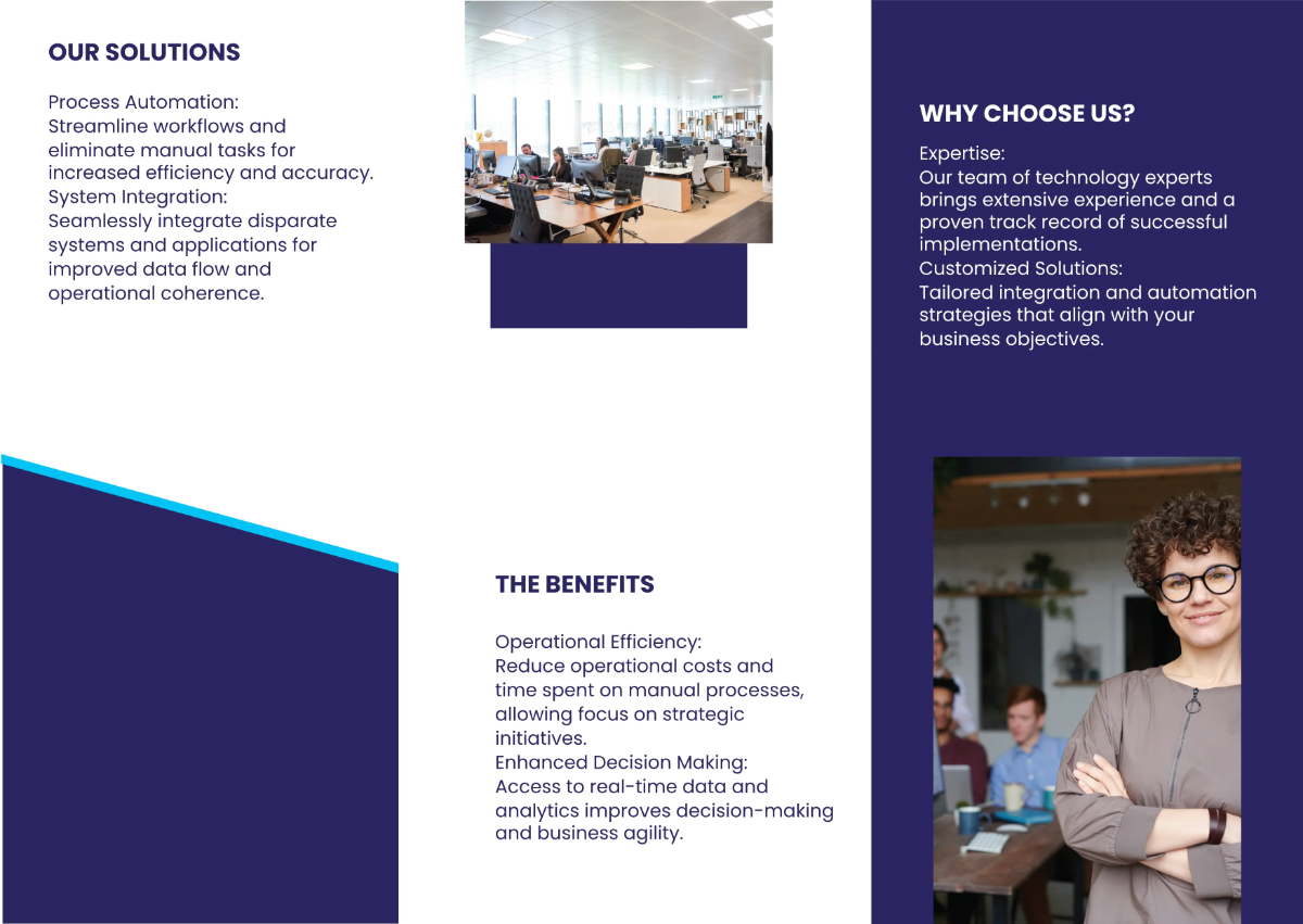 Free Technology Integration and Automation Solutions Brochure Template to Edit Online