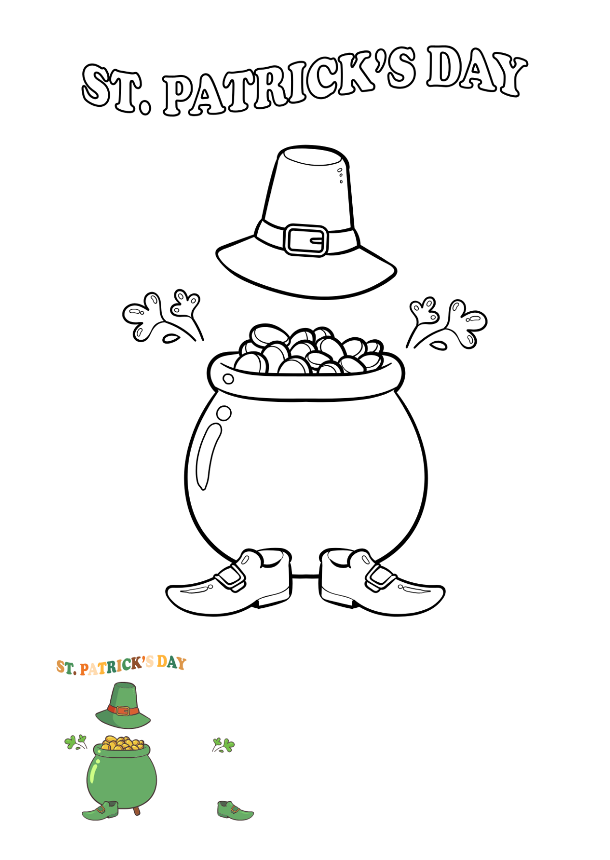 St. Patrick’s Day Coloring Page for Kids Template