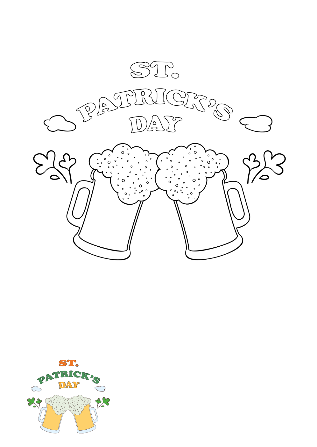 Simple St. Patrick’s Day Coloring Page Template
