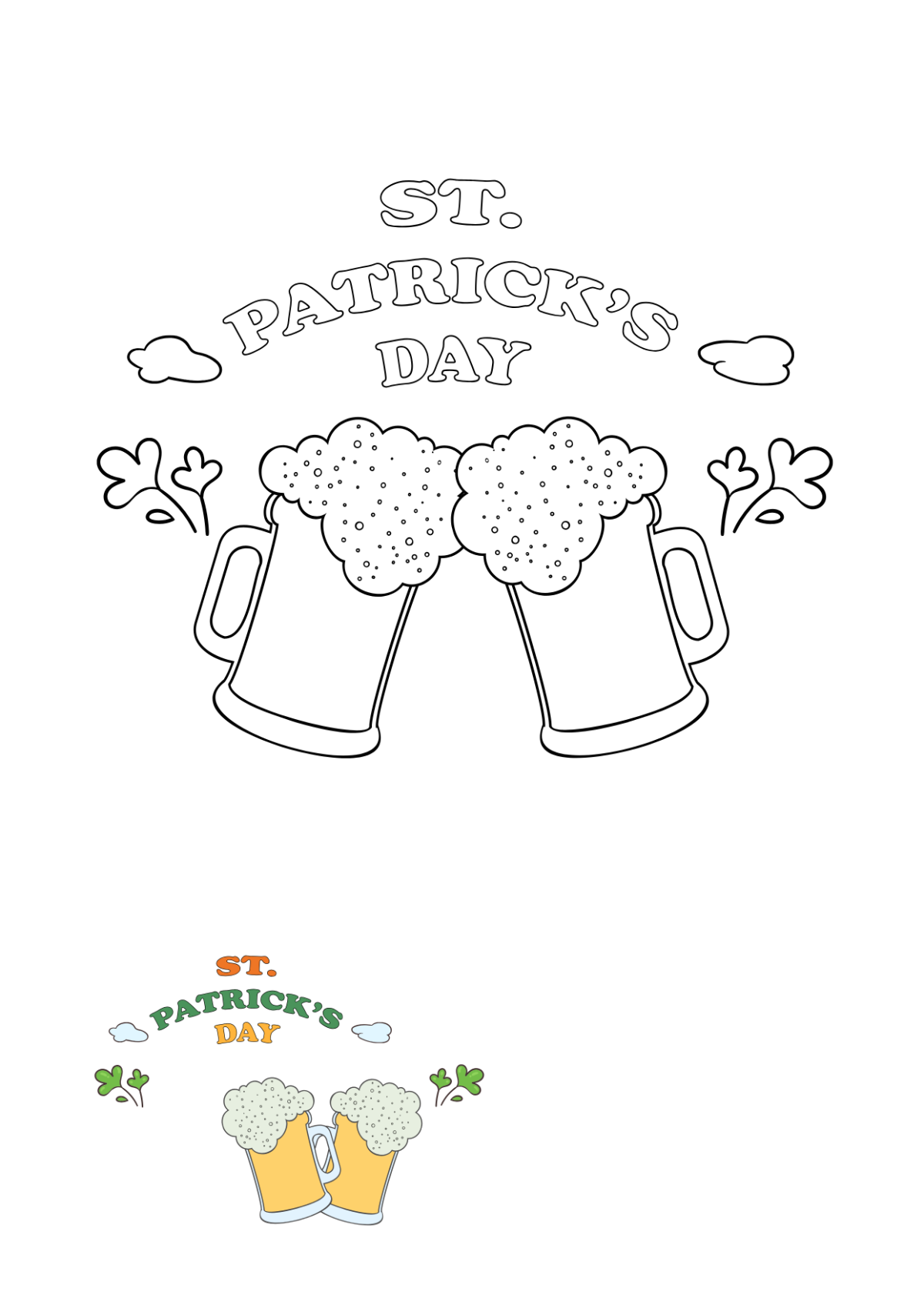 Simple St. Patrick’s Day Coloring Page Template