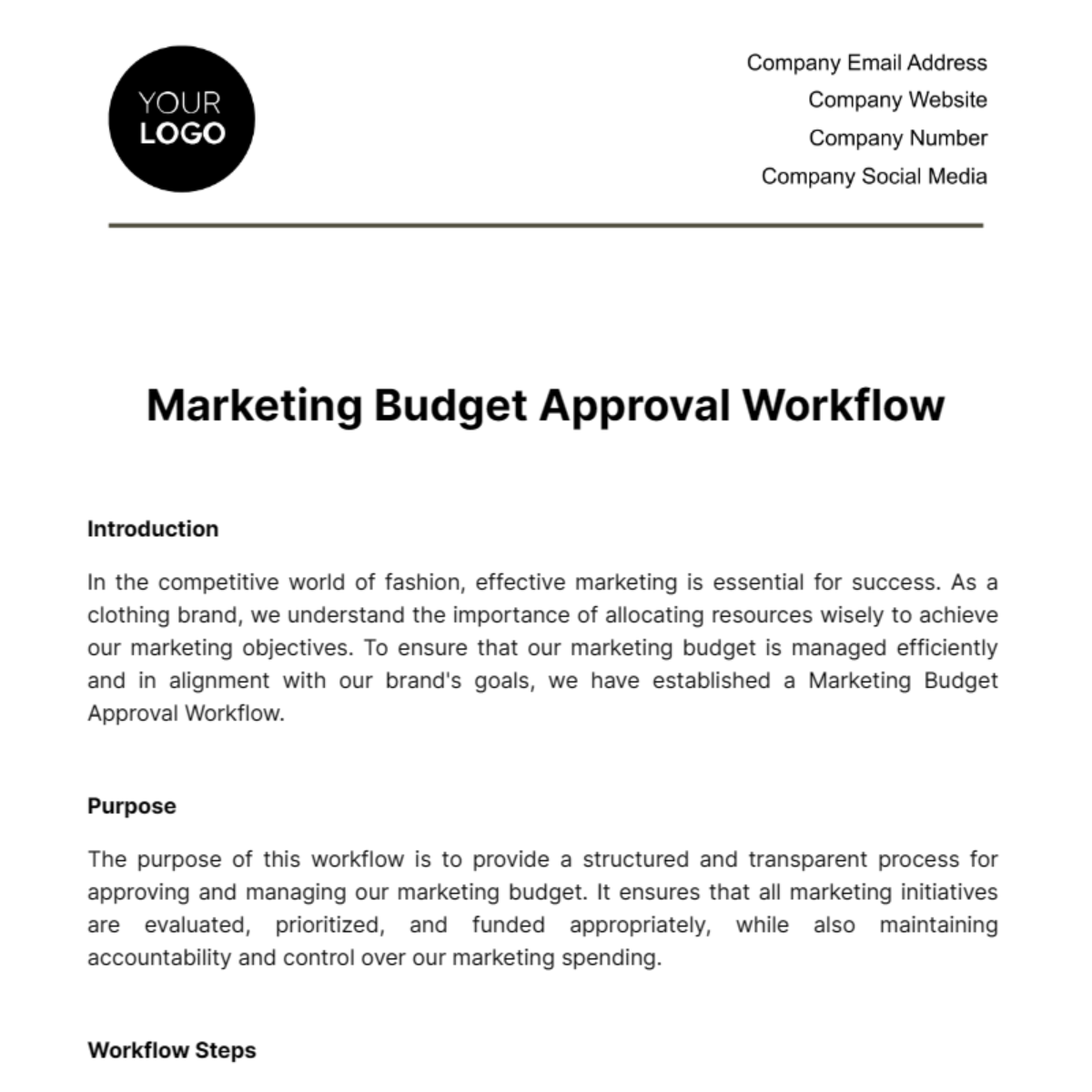 Marketing Budget Approval Workflow Template