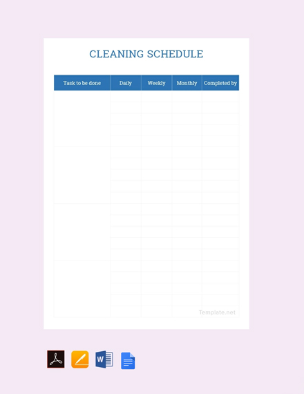 FREE Cleaning Schedule Templates in Microsoft Word (DOC) | Template.net