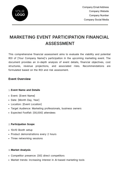 Free Marketing Event Participation Financial Assessment Template to Edit Online