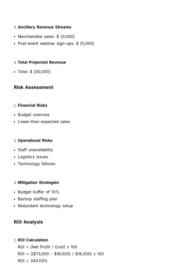 Free Marketing Event Participation Financial Assessment Template to Edit Online