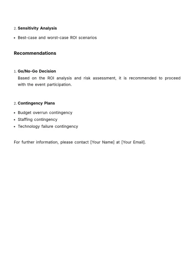 Free Marketing Event Participation Financial Assessment Template to Edit Online