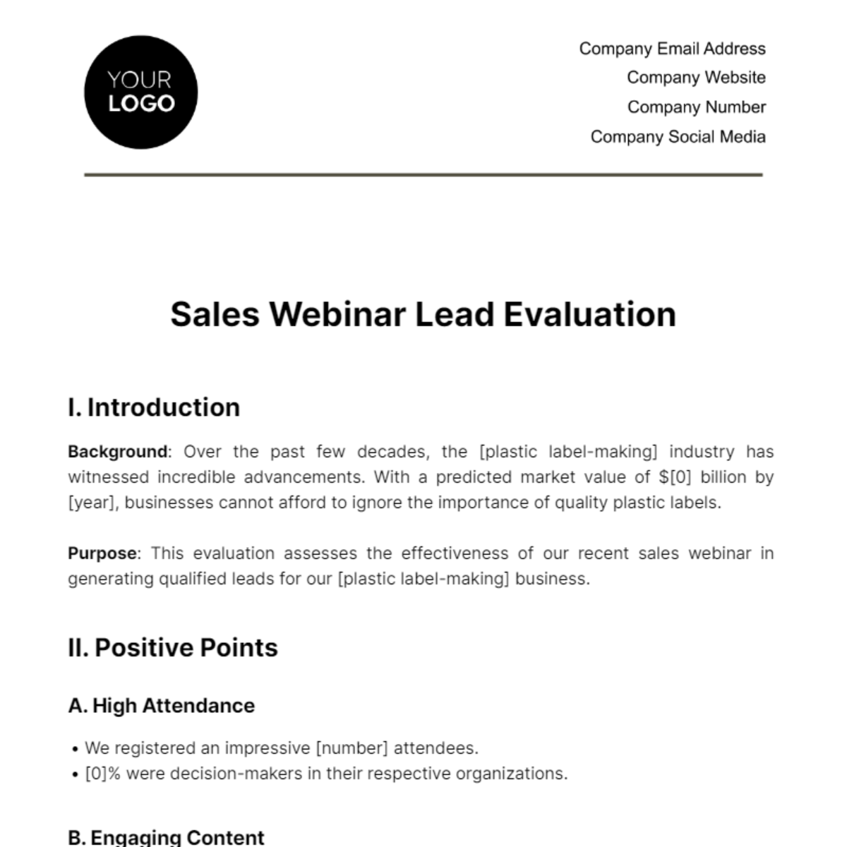 Sales Webinar Lead Evaluation Template - Edit Online & Download Example ...