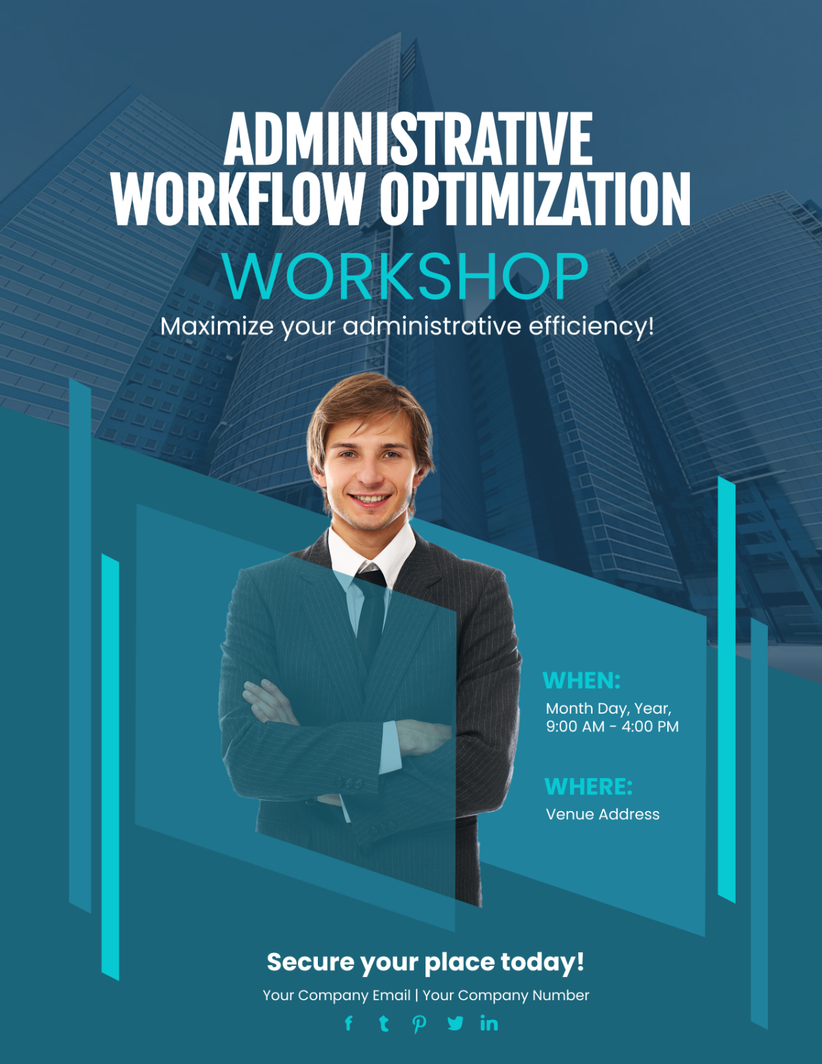 Administrative Workflow Optimization Workshop Flyer