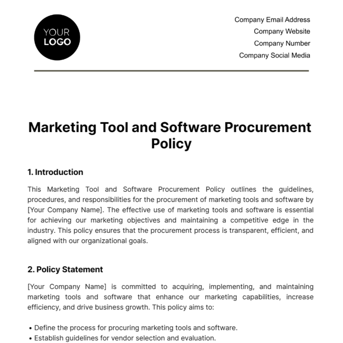 Free Marketing Tool and Software Procurement Policy Template
