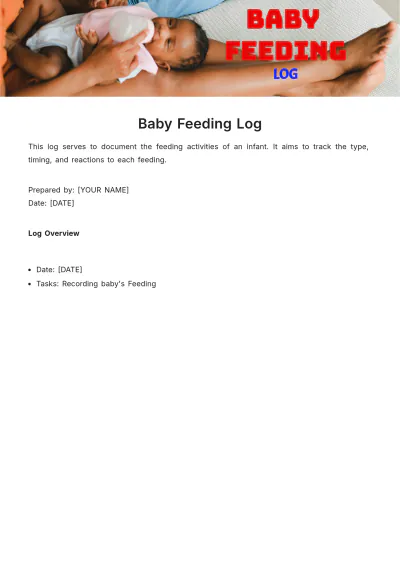 Free Baby Feeding Log Template to Edit Online