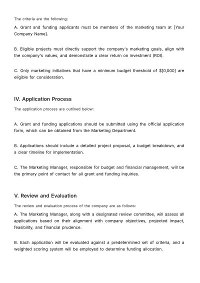 Free Marketing Grants and Funding Policy Template to Edit Online