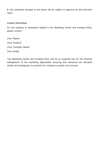 Free Marketing Grants and Funding Policy Template to Edit Online