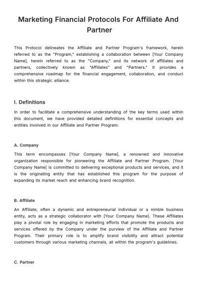 Free Marketing Financial Protocols for Affiliate and Partner Template to Edit Online