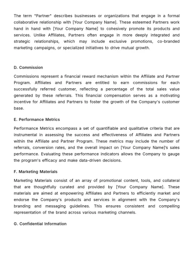 Free Marketing Financial Protocols for Affiliate and Partner Template to Edit Online