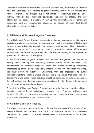 Free Marketing Financial Protocols for Affiliate and Partner Template to Edit Online