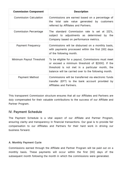 Free Marketing Financial Protocols for Affiliate and Partner Template to Edit Online
