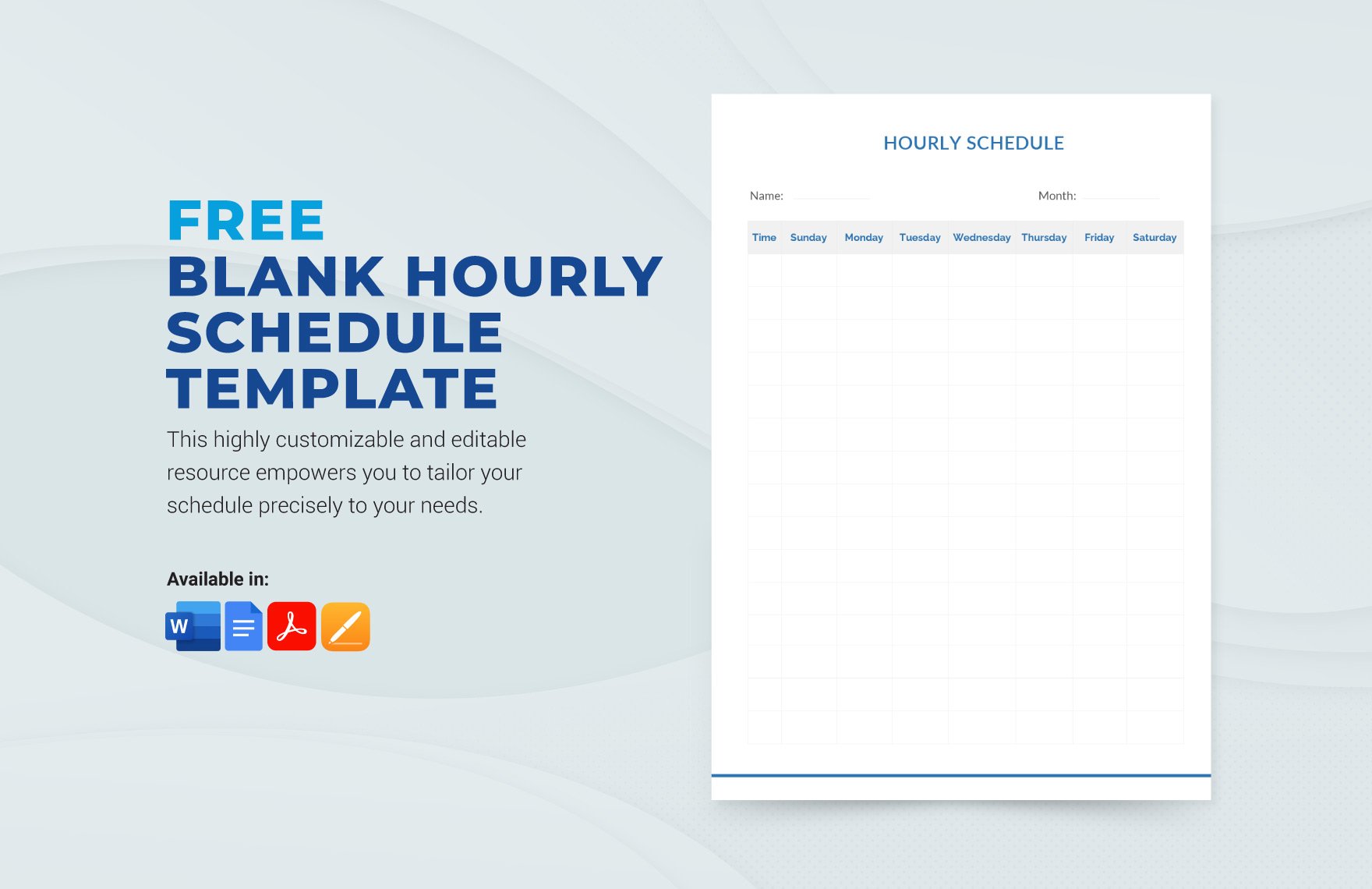 Blank Hourly Schedule Template
