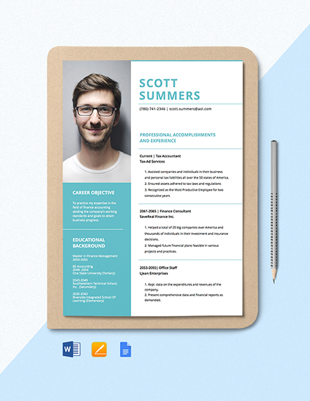 Financial Accountant Resume Template - Google Docs, Word, Apple Pages