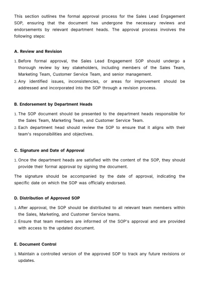 Free Sales Lead Engagement SOP Template to Edit Online