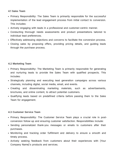 Free Sales Lead Engagement SOP Template to Edit Online