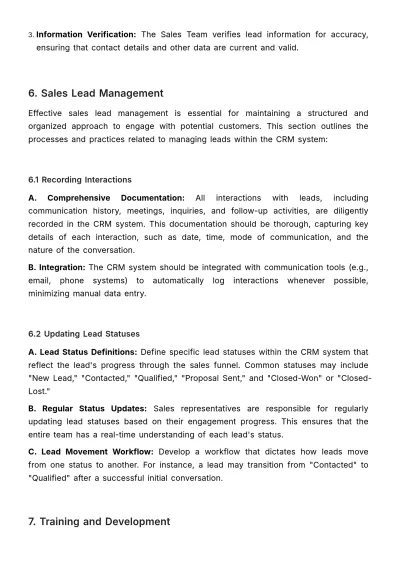 Free Sales Lead Engagement SOP Template to Edit Online