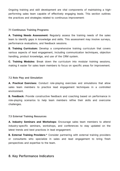 Free Sales Lead Engagement SOP Template to Edit Online