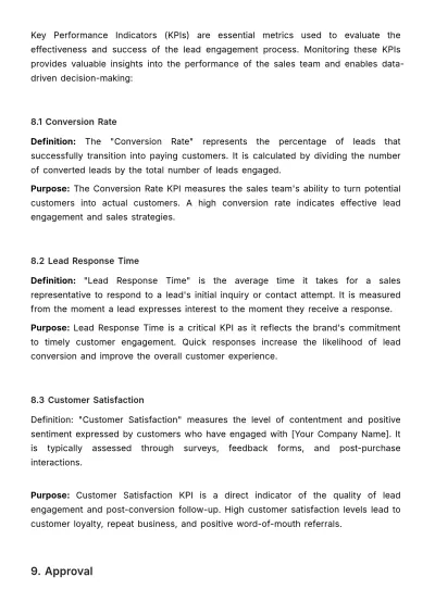 Free Sales Lead Engagement SOP Template to Edit Online