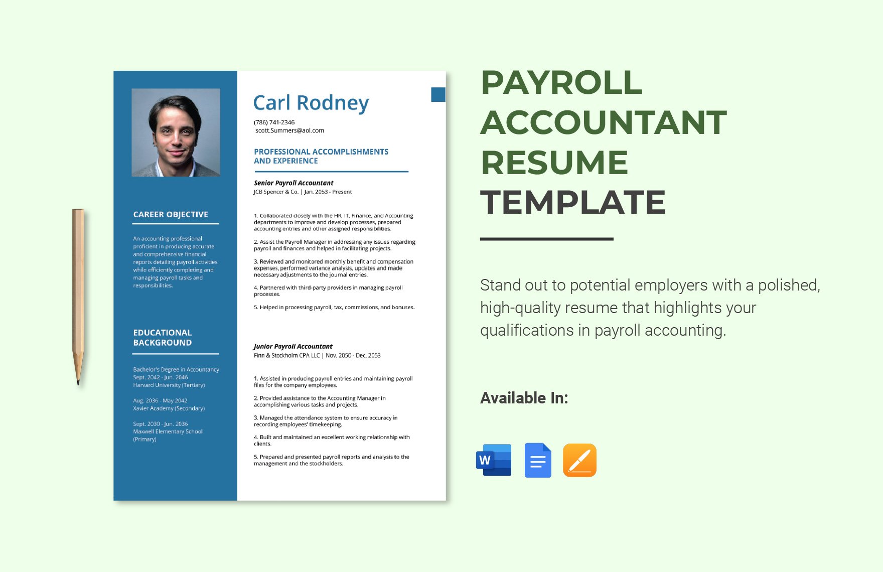 Payroll Accountant Resume in Word, Google Docs, Apple Pages
