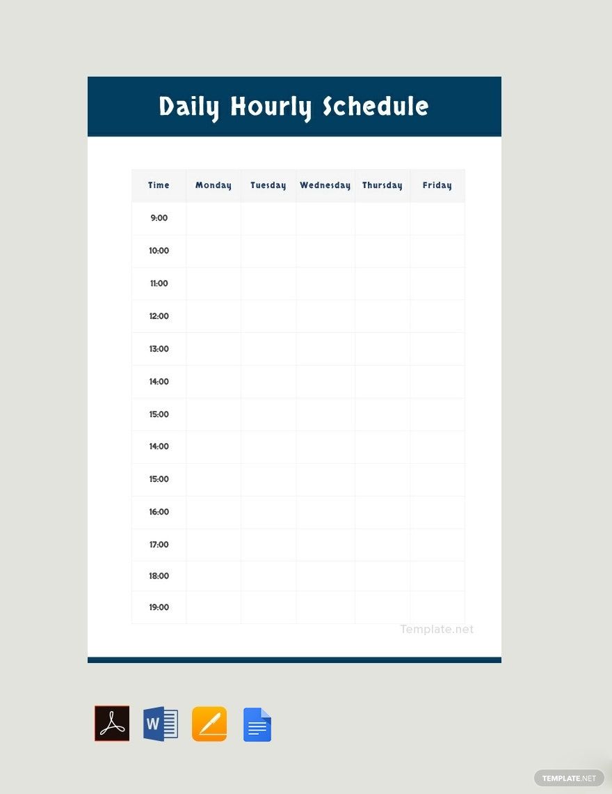 Daily Hourly Schedule Template Google Docs Word Apple Pages PDF 