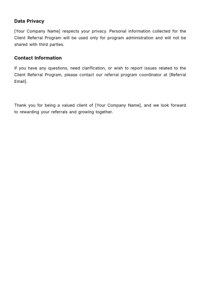 Free Sales Client Referral Program Policy Template to Edit Online