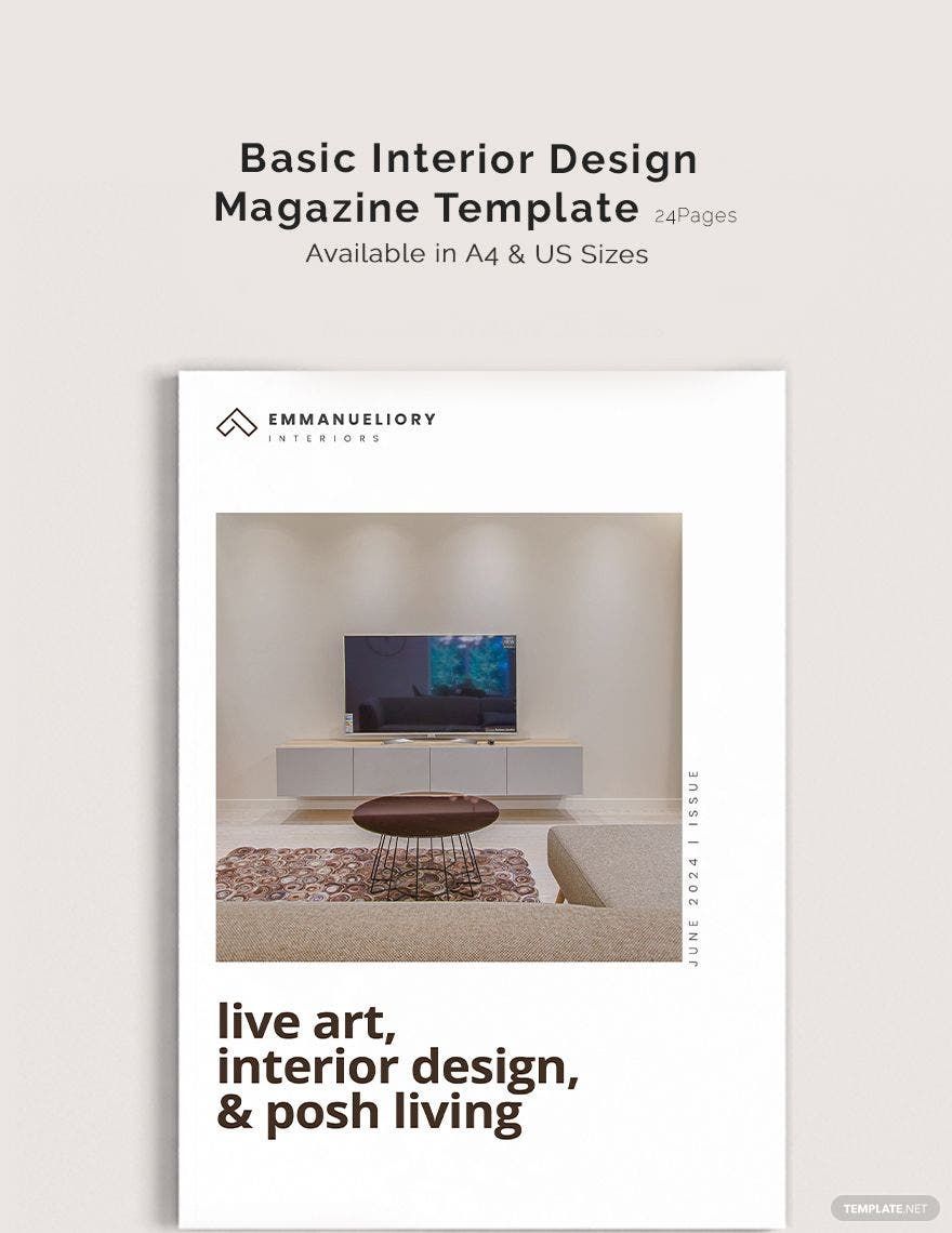 Basic Interior Design Magazine Template in Word, Apple Pages, Publisher, InDesign