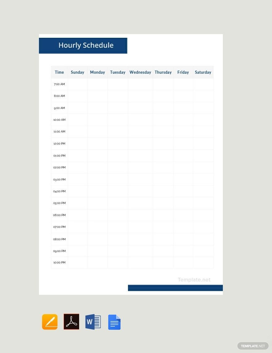 Sample Hourly Schedule Template