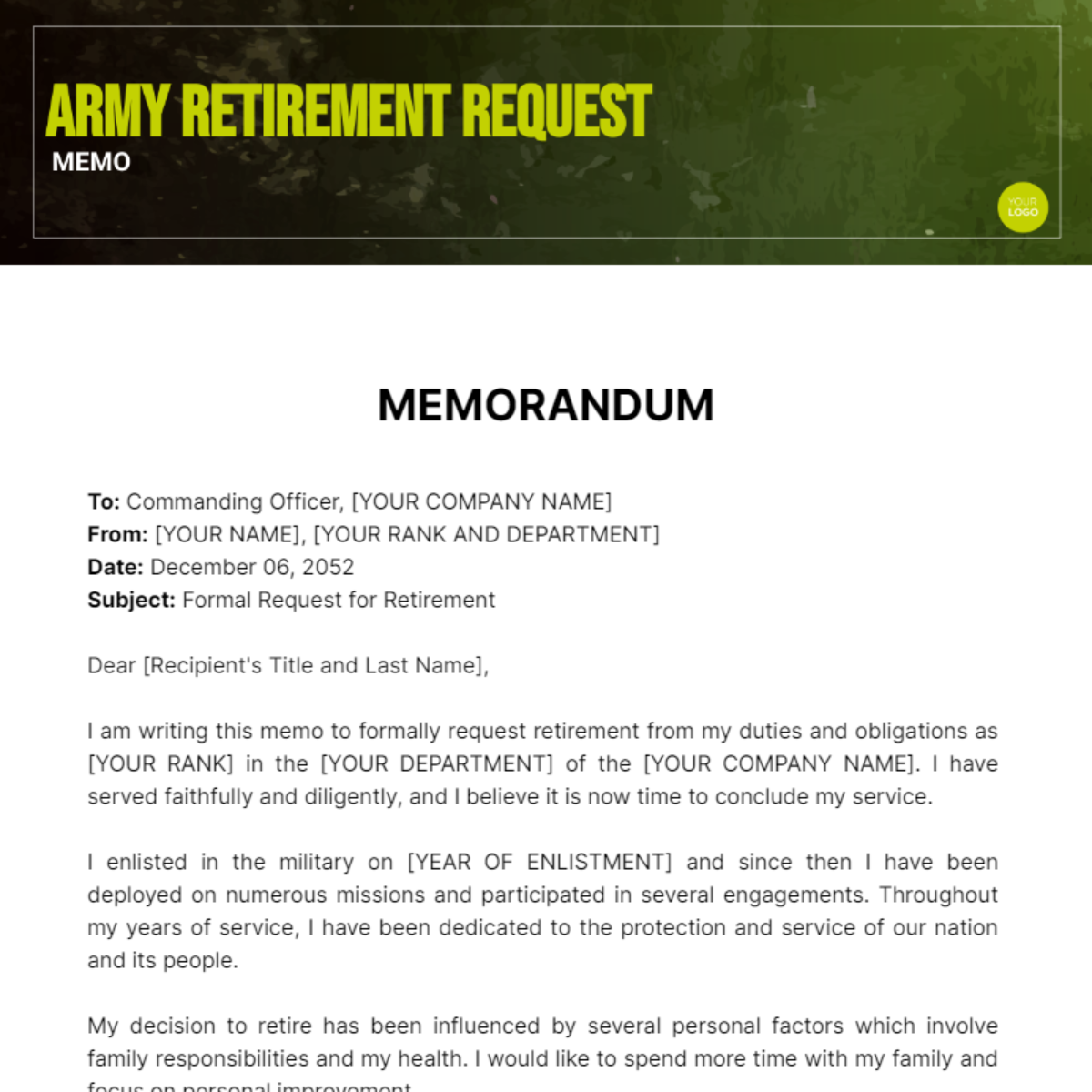 Army Retirement Request Memo - Edit Online & Download