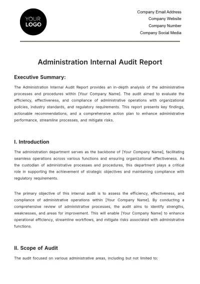 Free Administration Internal Audit Report Template to Edit Online