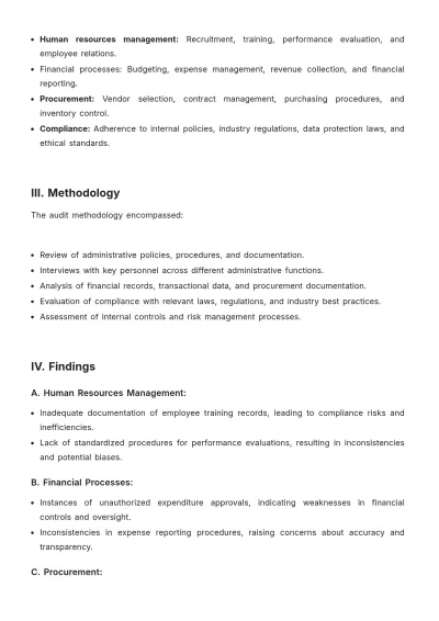 Free Administration Internal Audit Report Template to Edit Online