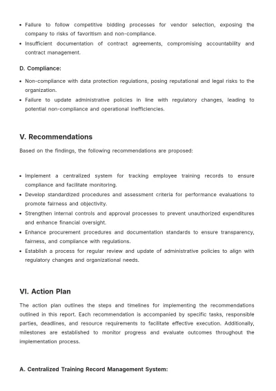 Free Administration Internal Audit Report Template to Edit Online