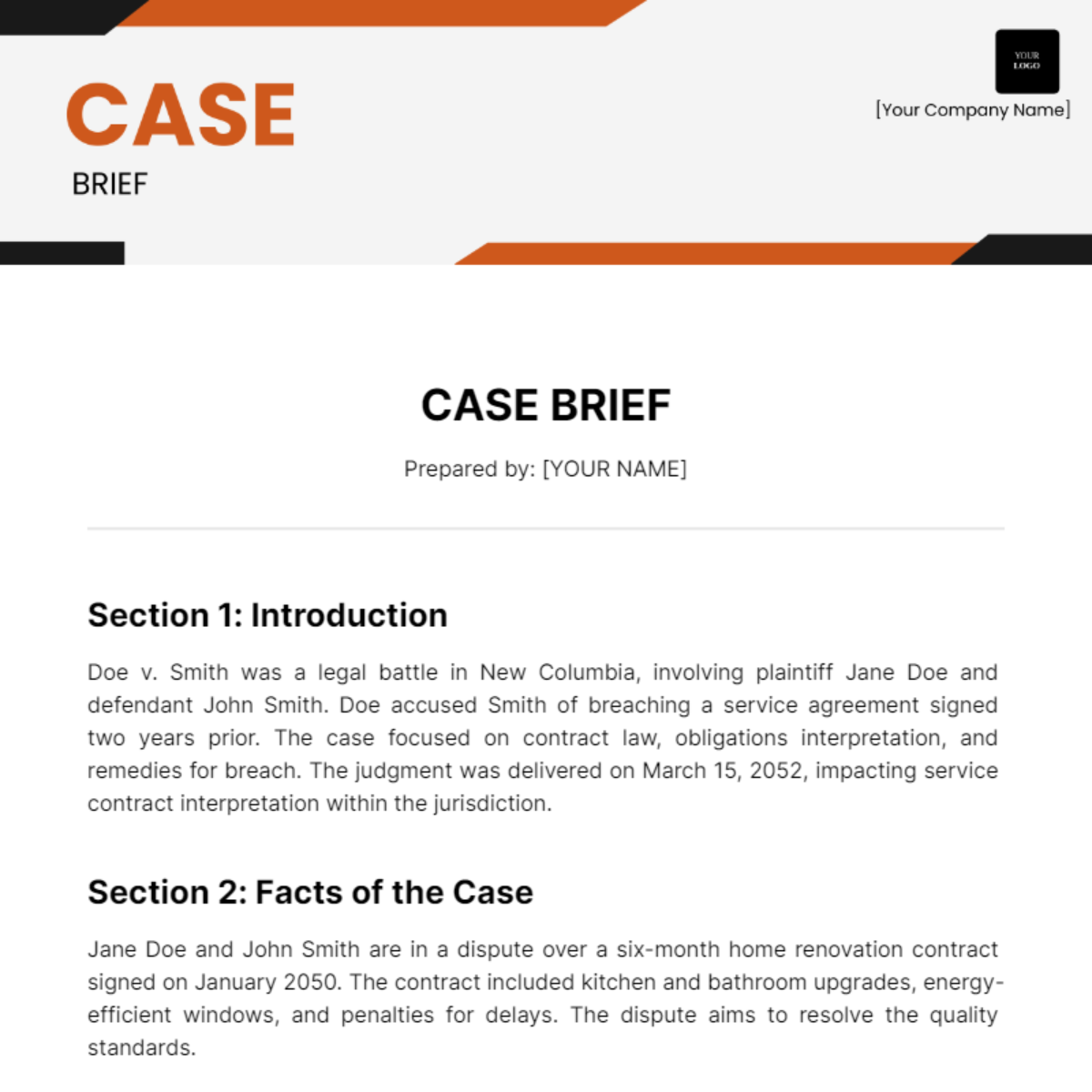 Basic Brief Template - Edit Online & Download Example