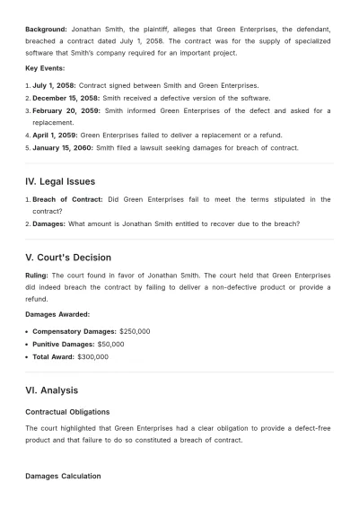 Free Case Brief Template to Edit Online
