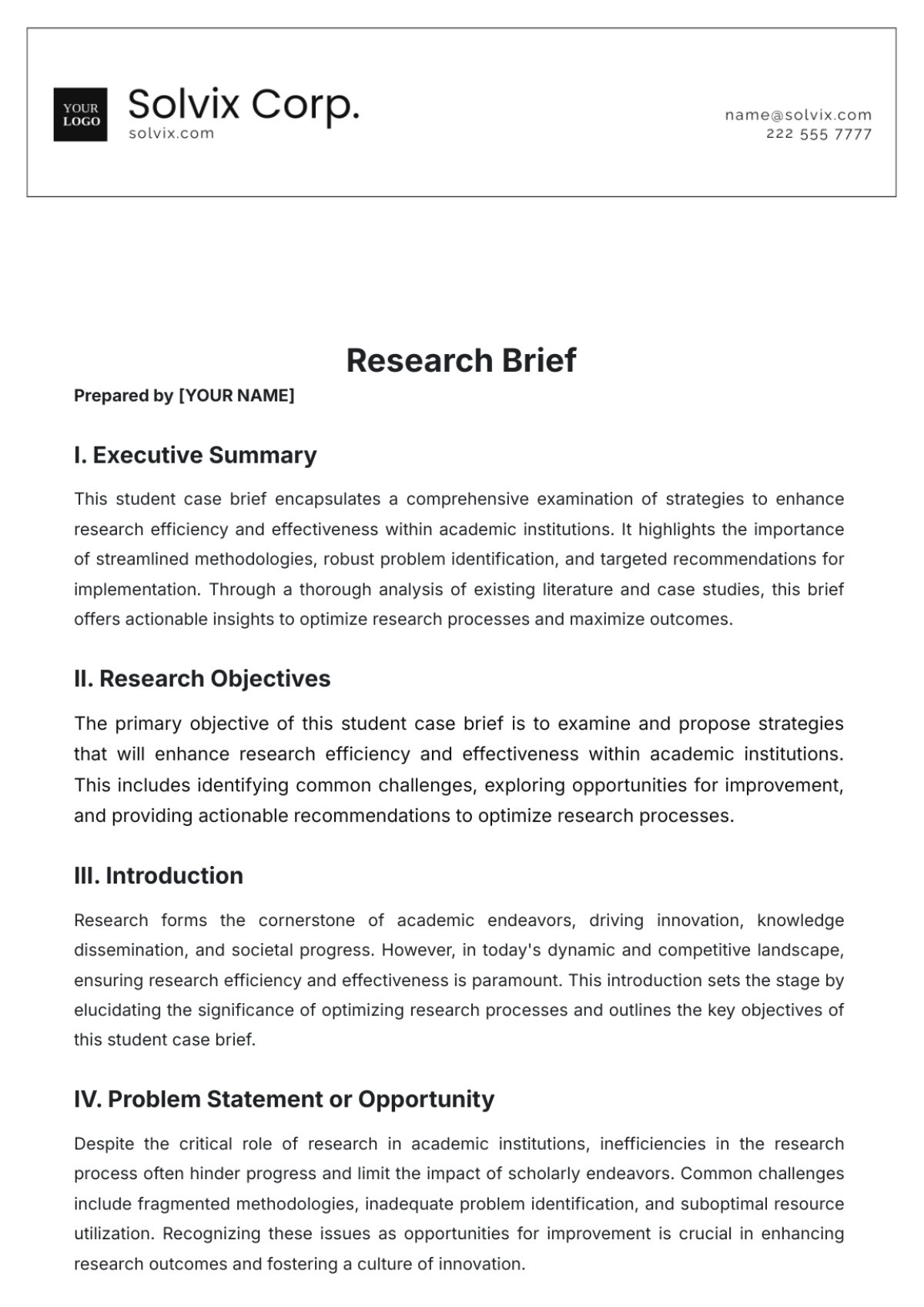 Research Brief Template - Edit Online & Download