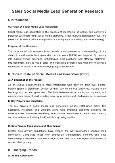 Free Sales Social Media Lead Generation Research Template to Edit Online