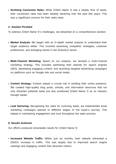 Free Sales Lead Success Stories Portfolio Template to Edit Online