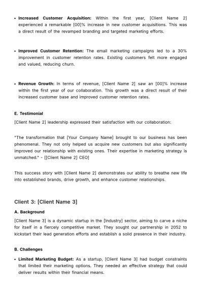 Free Sales Lead Success Stories Portfolio Template to Edit Online