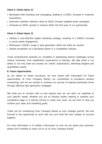 Free Sales Lead Success Stories Portfolio Template to Edit Online