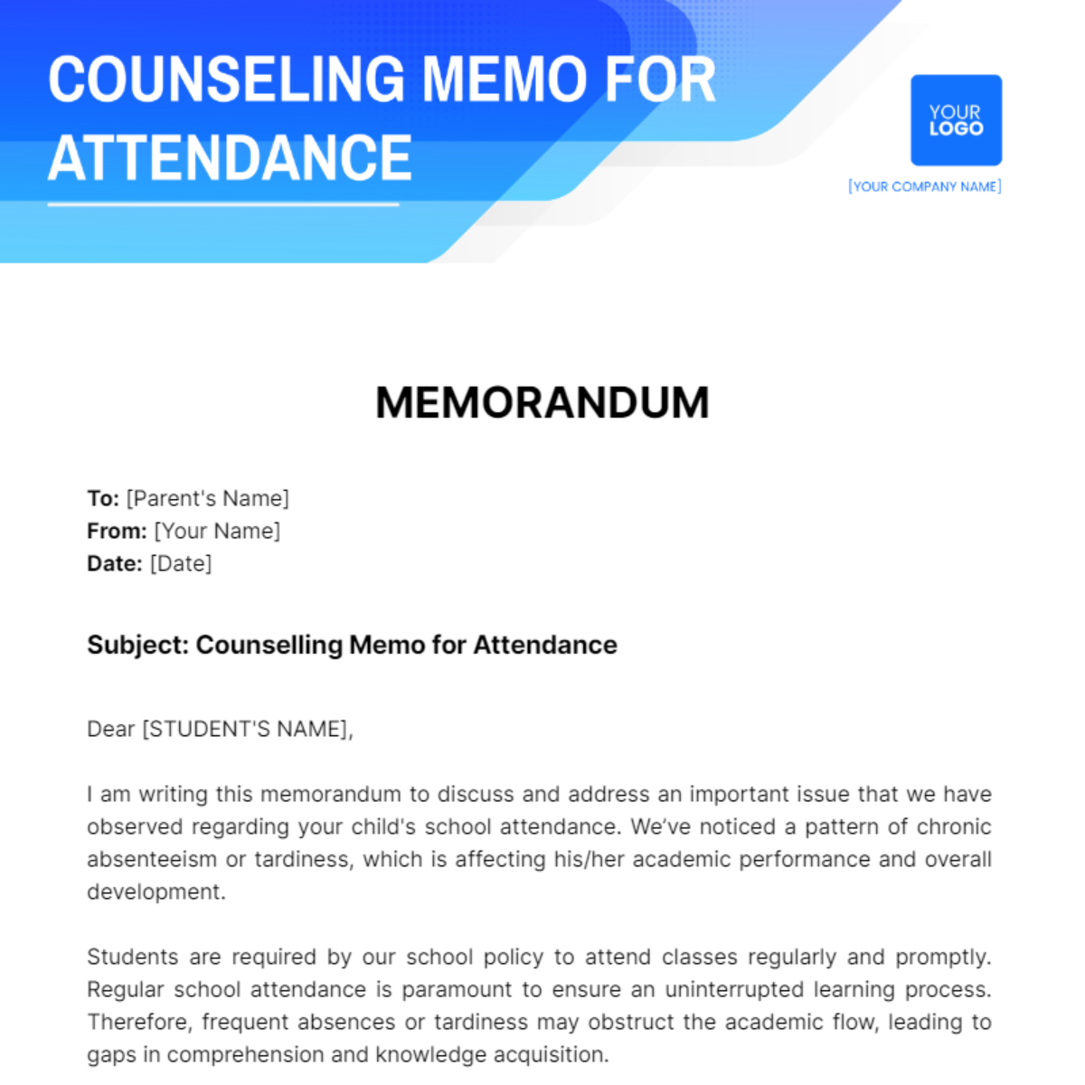 Counselling Memo for Attendance - Edit Online & Download